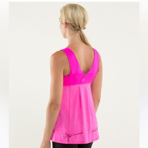 Lululemon Hustle & Bustle Tank Heathered Raspberry Glo Light Sz 8 EUC - Picture 2 of 6